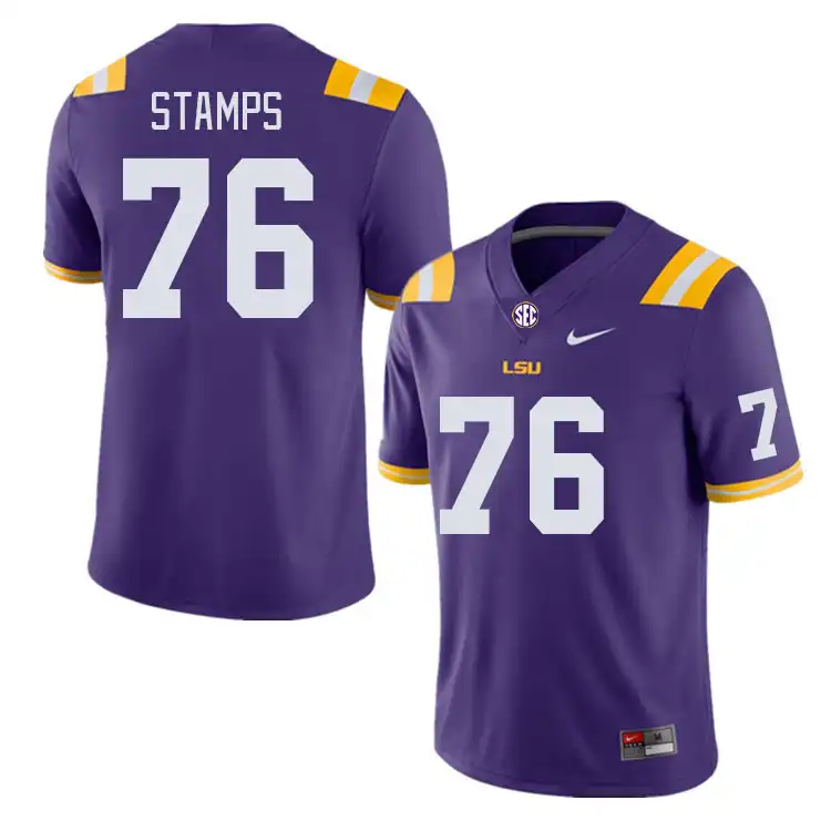 Men's LSU Tigers Christian Stamps #76 Purple NCAA Football Jersey